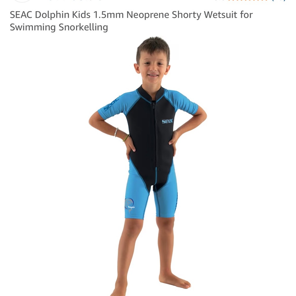 SEAC Dolphin Kids 1.5mm Neoprene Shorty Wetsuit for Swimming Snorkeling 9 yrs